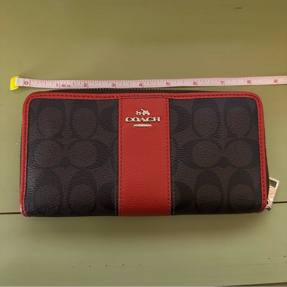 Brown & Orange Coach Leather Accordion Zip Wallet - Picture 12 of 12